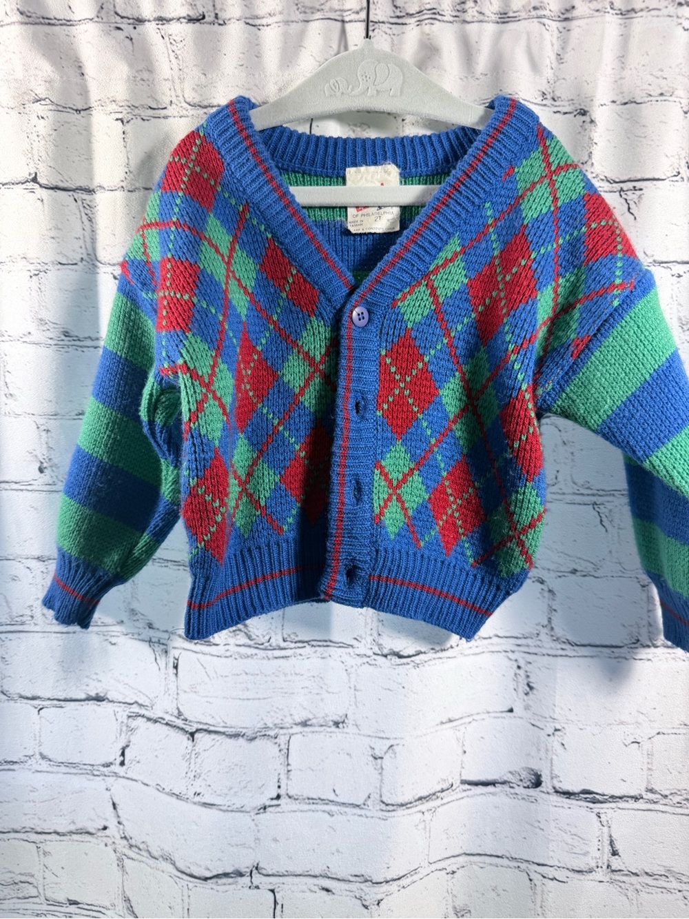 Good Lad Kids Blue, Red & Green Argyle Cardigan Jacket